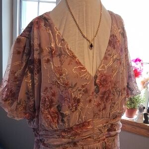 Baltic Born Dusty Rose Floral Lace Maxi Dress